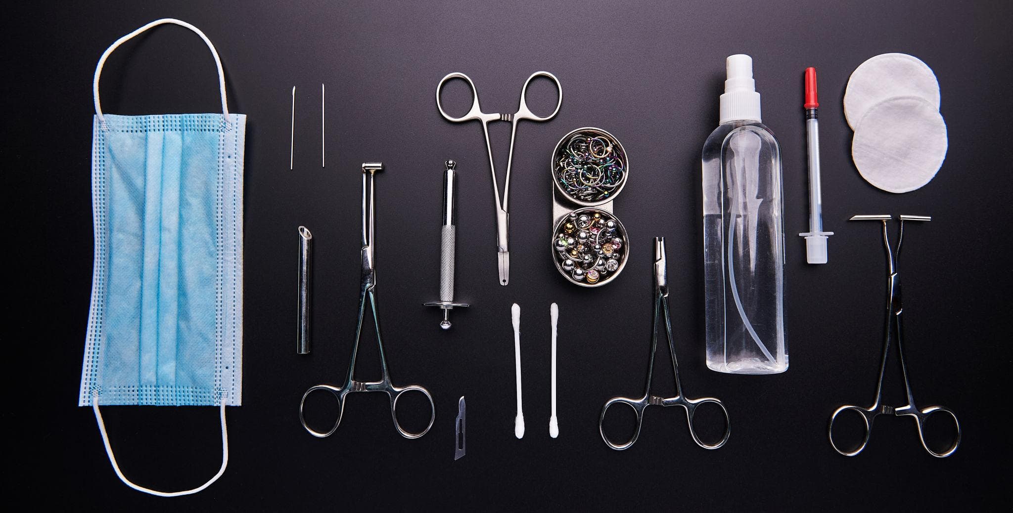 Sterilized tools and professional piercing equipment