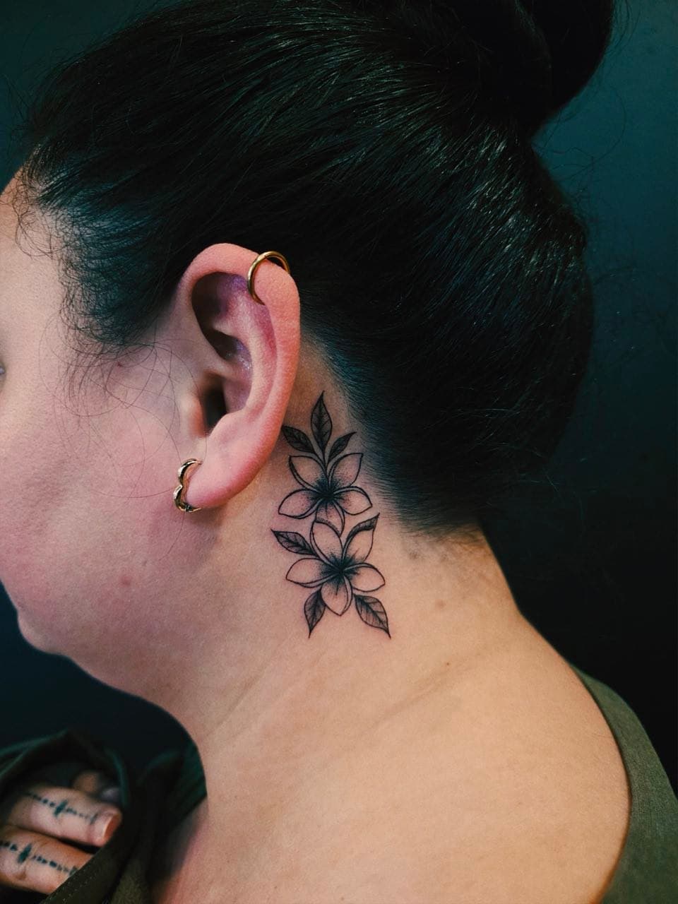 Neck tattoo flowers